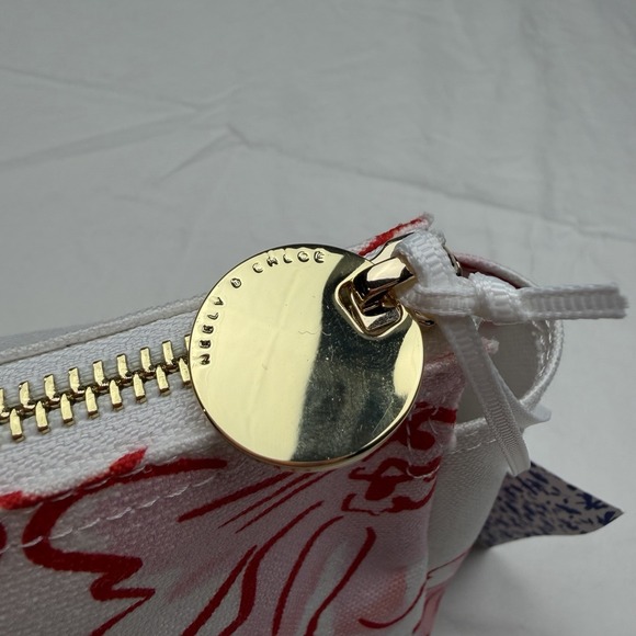 NWT Neely & Chloe Cartolina Small Canvas Pouch Madeira Print White Floral - Picture 9 of 10